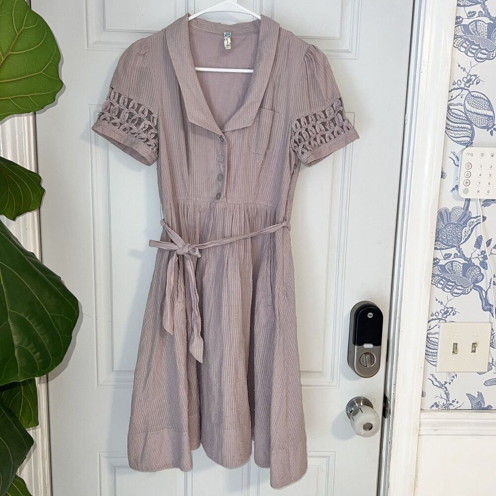 Anthropologie Maeve Tiny Windows Glee Dress Lavender Cottagecore-Size 4